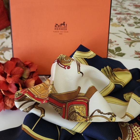 Hermes Vintage Carren 90 Silk Scarf "Springs" by Ledoux - Picture 5 of 15